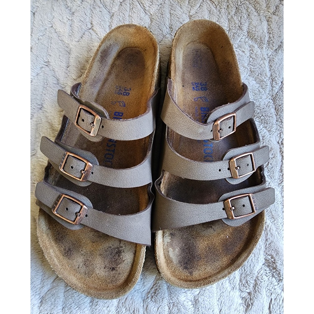 Birkenstock Florida Soft Footbed Mocha Brown 3-Strap Sandals Womens 38